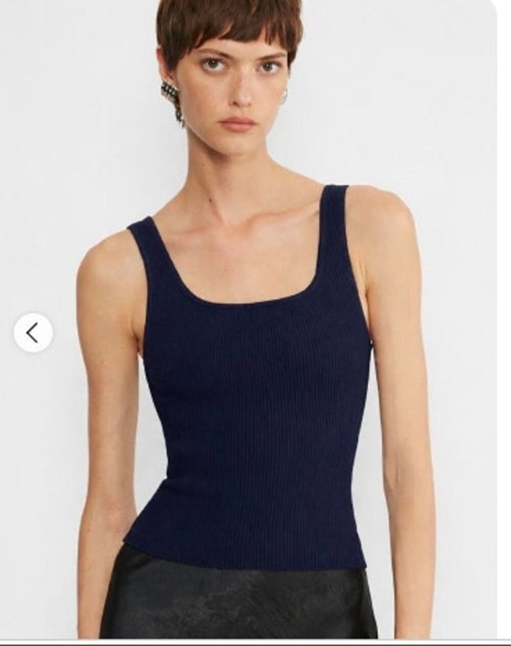 BABATON Sculpt Knit Tank Dark Teal Square Neck Ribbed Small